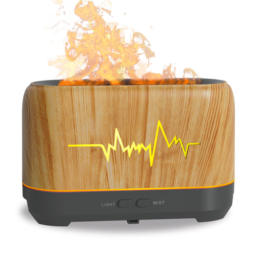 200ml Wood Grain Aroma Diffuser Hollow Heartbeat Line Flame Humidifier Household Flame Small Aroma Diffuser